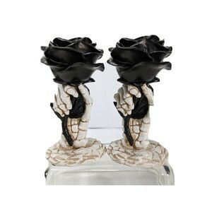 Yankee Candle‎ Halloween Taper Holder Skeleton Black Rose  HolderPHANTASMAGORIA
